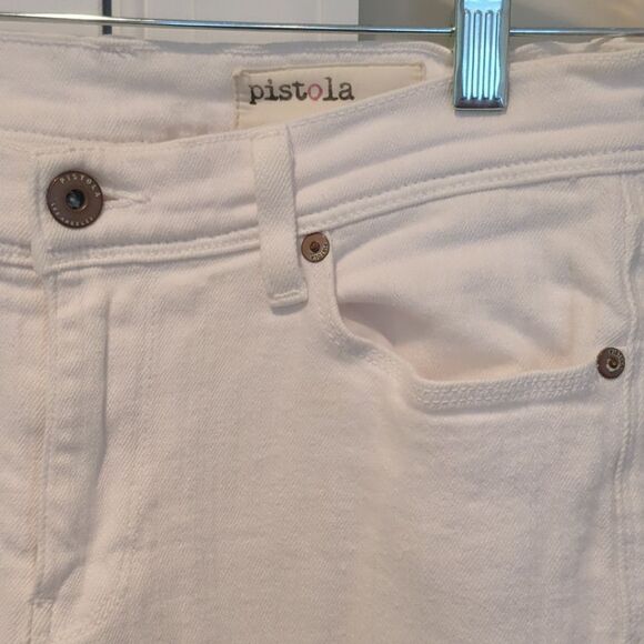 PISTOLA Tallis White Mid Rise Frayed Denim Jeans - Picture 7 of 11